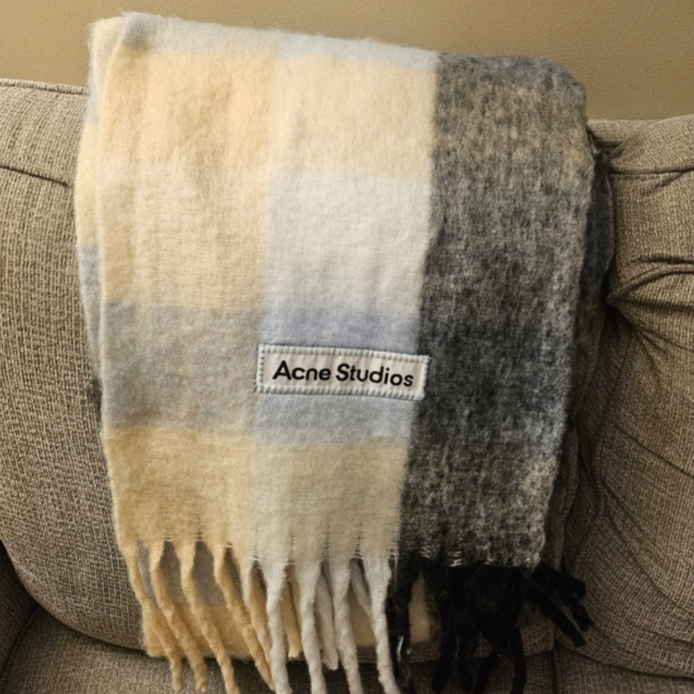 ✨ACNE STUDIOS✨ Multicoloured Wool & Alpaca Checked Scarf, Unisex - NWT - Picture 6 of 10